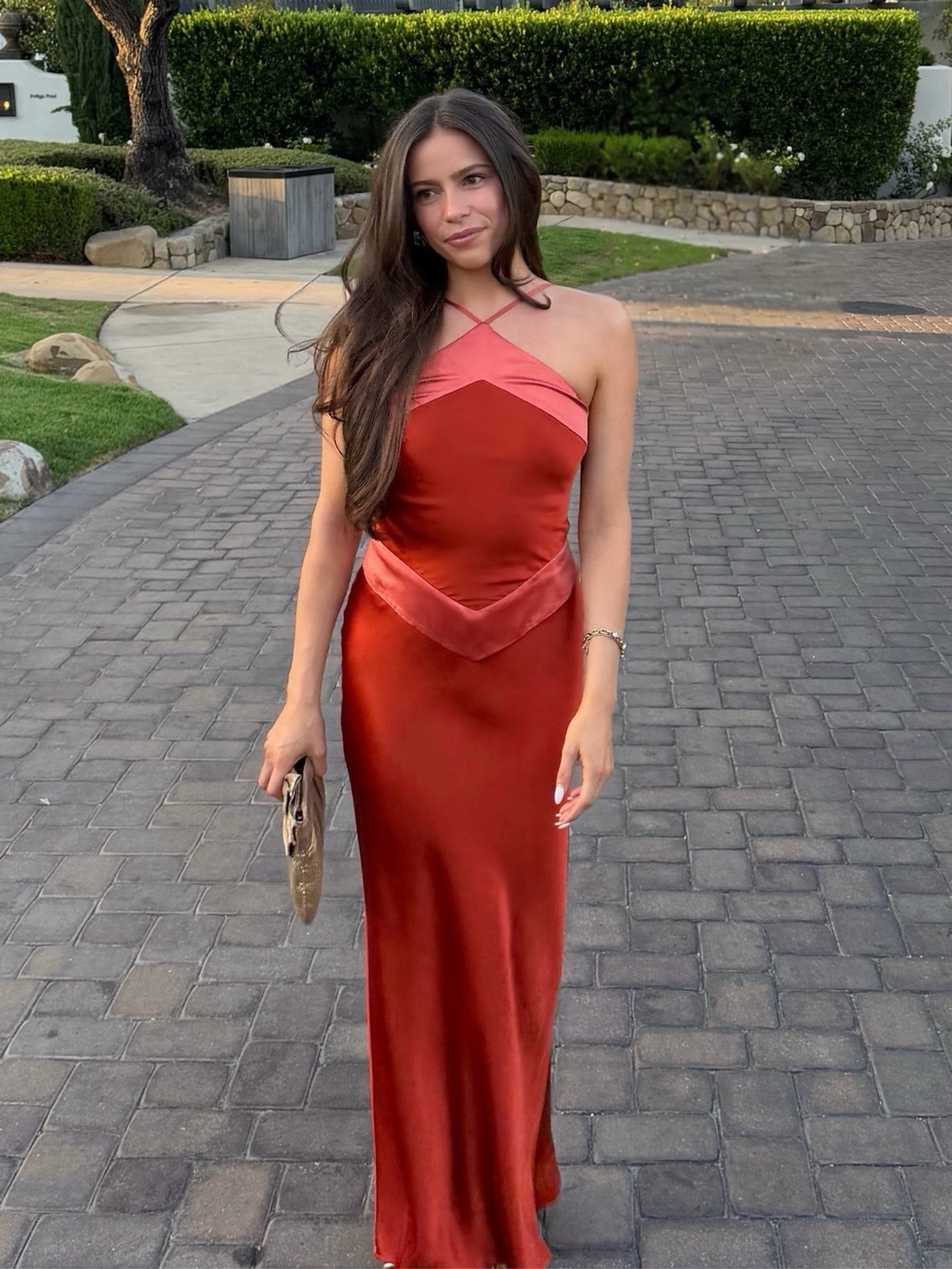REFORMATION Jillian Silk Dress in Chili Mango 2